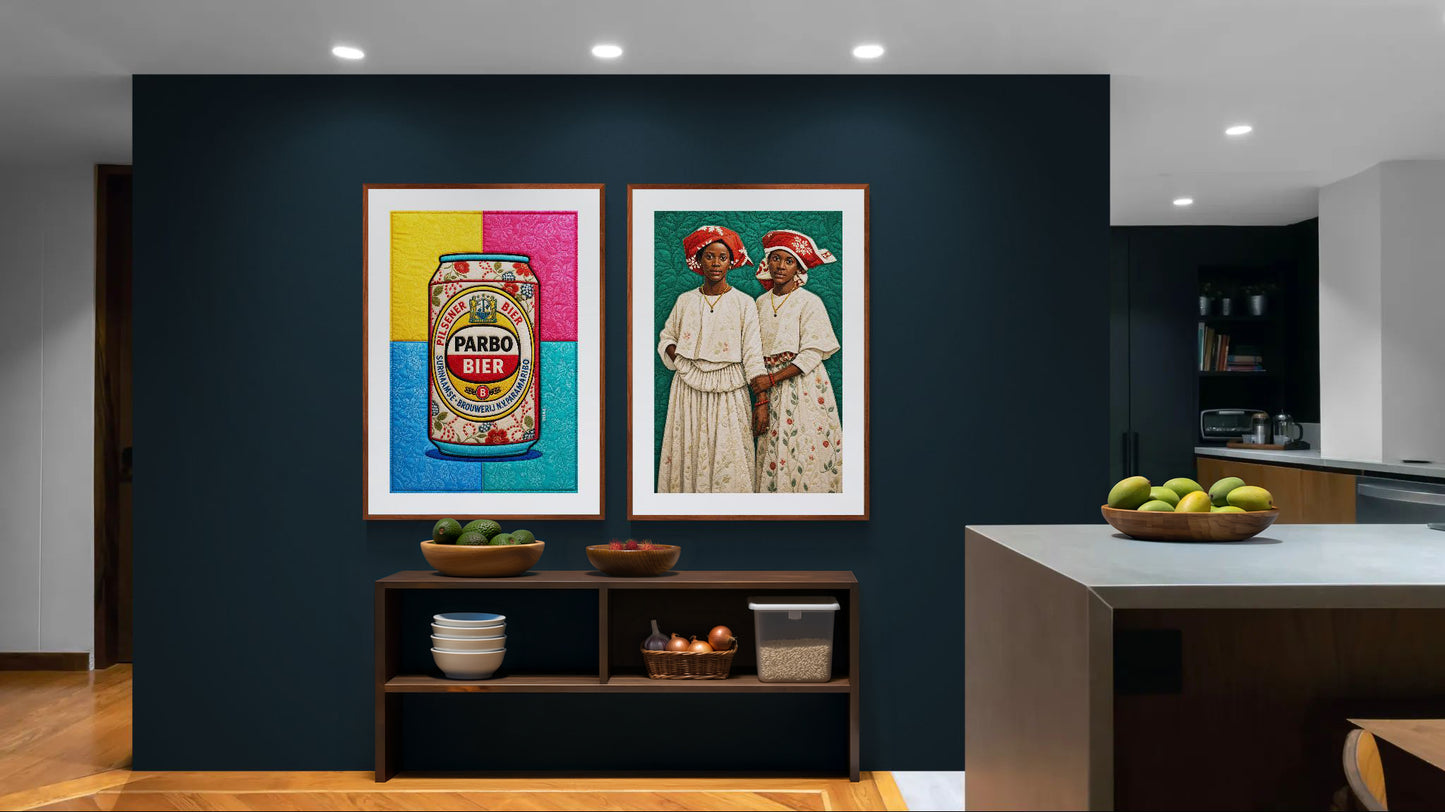 Paramaribo Pilsner Matte Paper Poster Quilt-Inspired - Pop Art Style