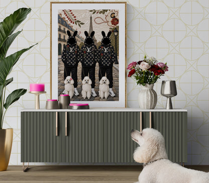 Paris Bunny Poodle Crew Quilt-Inspired Pop-Art Matte Paper Poster