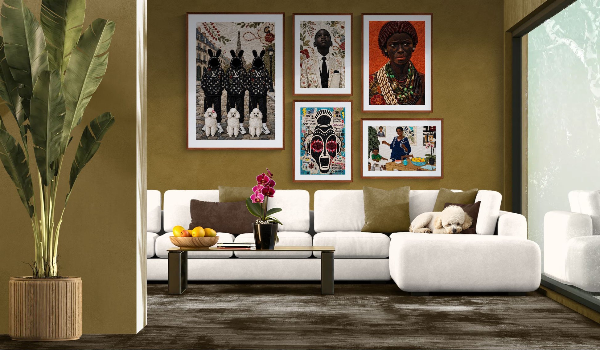 Paris Bunny Poodle Crew Quilt-Inspired Pop-Art Matte Paper Poster