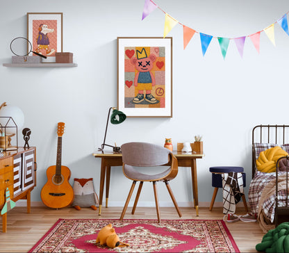 Street Crocodile Quilt-Inspired Matte Paper Poster - Pop Art