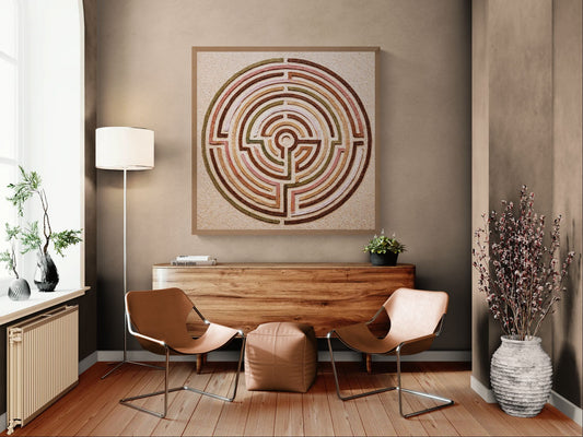 Path to Origin Matte Paper Poster - Earth-Tone Labyrinth-Inspired