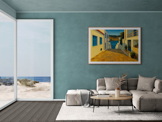 Path to the Sea Cycladic-Inspired Matte Paper Poster