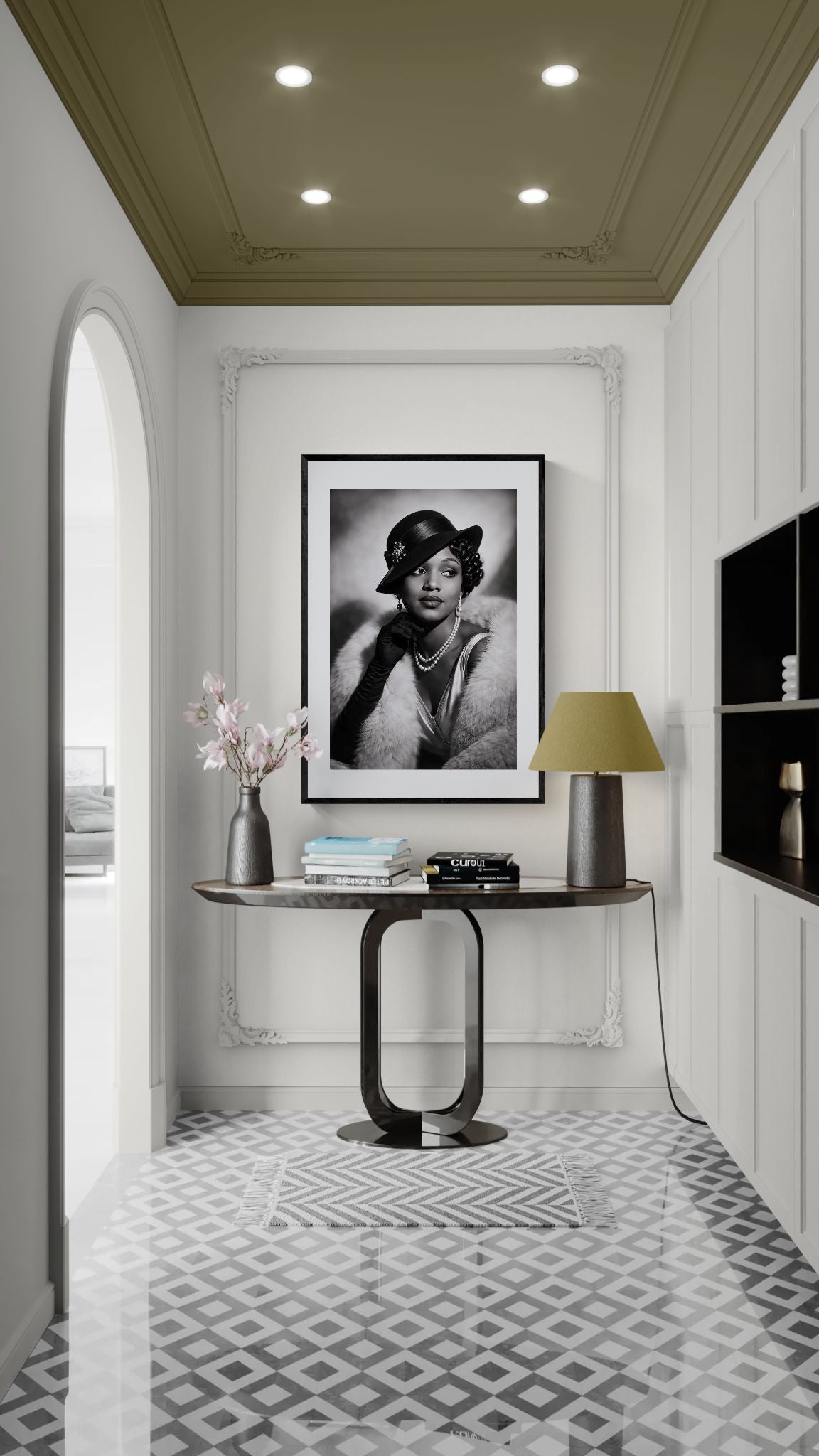 Pearled Silence Film Noir Poster on Matte Paper with Art Deco Style