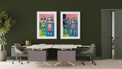 Perfectly Imperfect Pair Retro-Futurist Matte Paper Poster - Pop Art