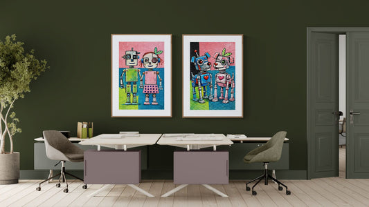 Perfectly Imperfect Pair Retro-Futurist Matte Paper Poster - Pop Art