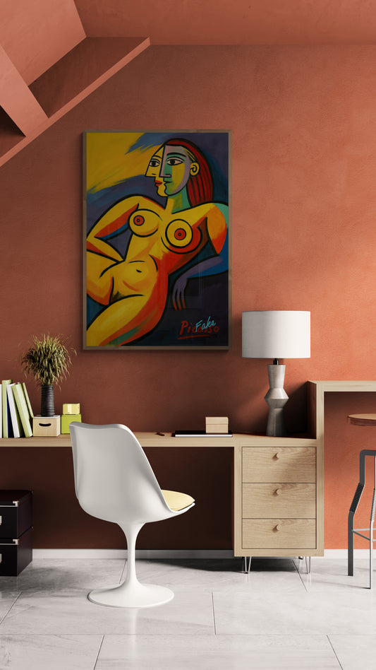 Picasso-Inspired Cubist Nude Poster on Matte Paper - Modern Style