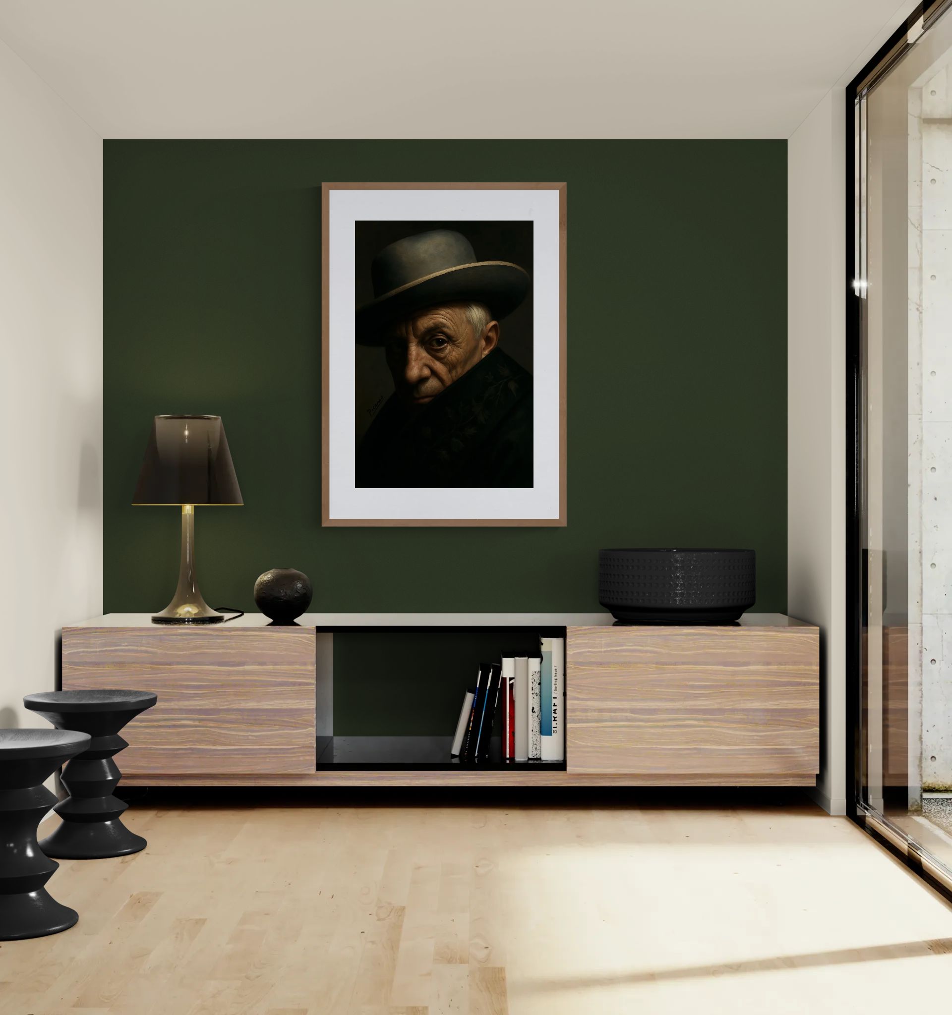 Picasso in Shadow Baroque-Inspired Matte Paper Poster - Rembrandt Styl
