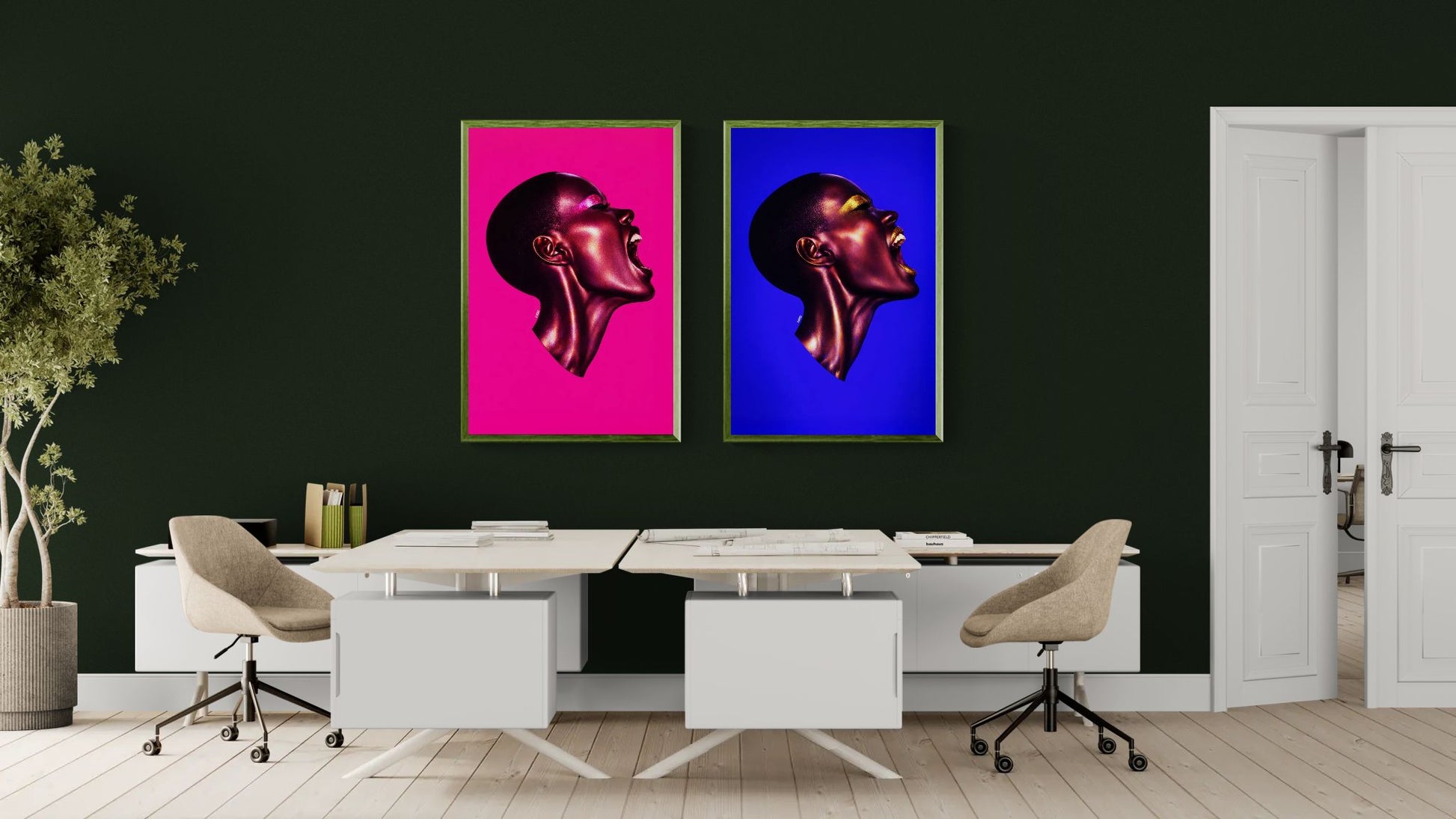 Pink Noise Metallic-Effect Matte Paper Poster - Pop Art Style
