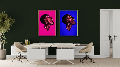 Pink Noise Metallic-Effect Matte Paper Poster - Pop Art Style