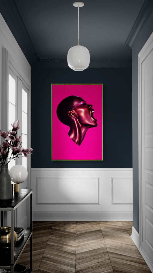 Pink Noise Metallic-Effect Matte Paper Poster - Pop Art Style
