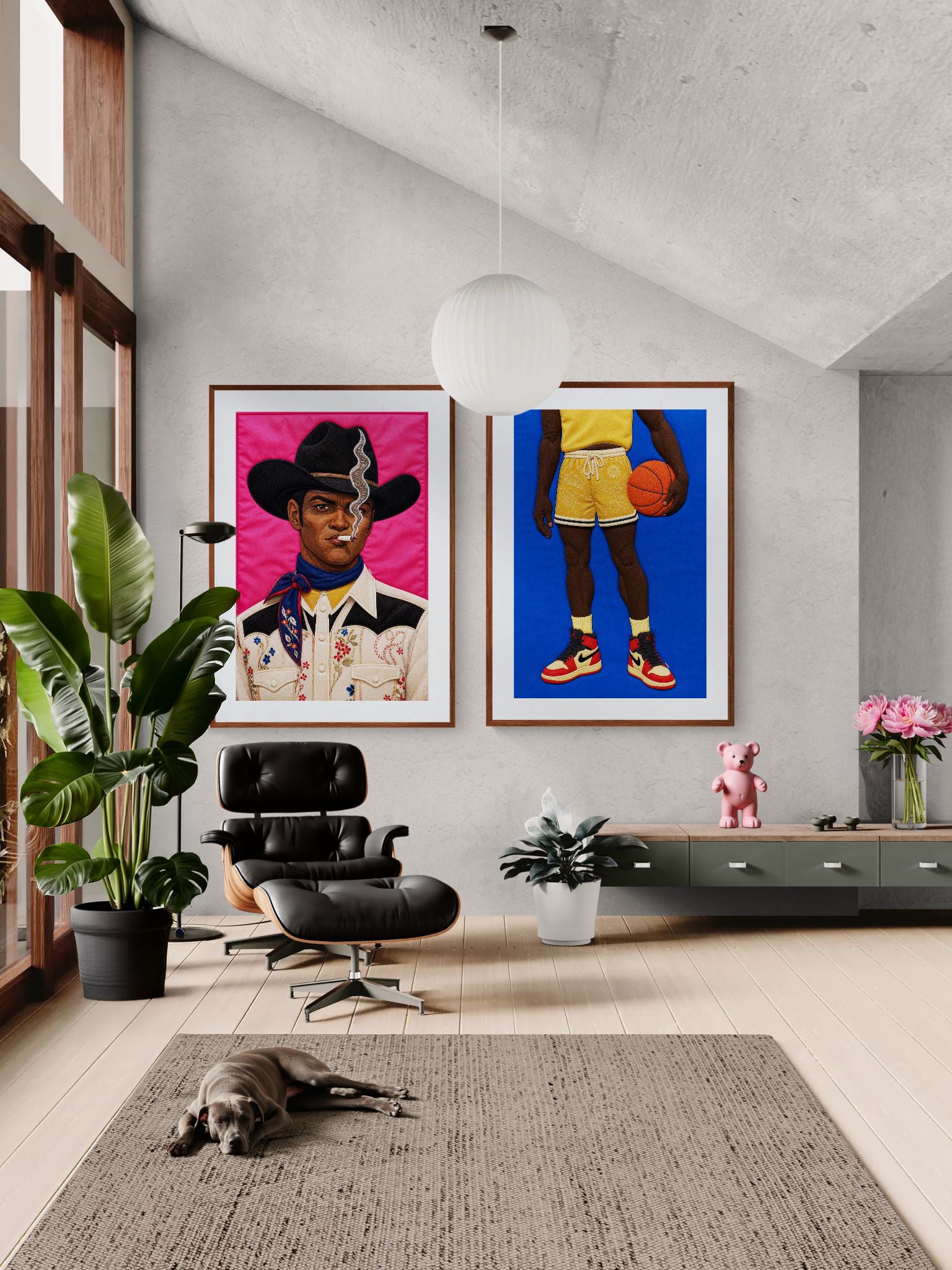 Pink Outlaw Cowboy Quilt-Inspired Matte Poster - Bisa Butler Style