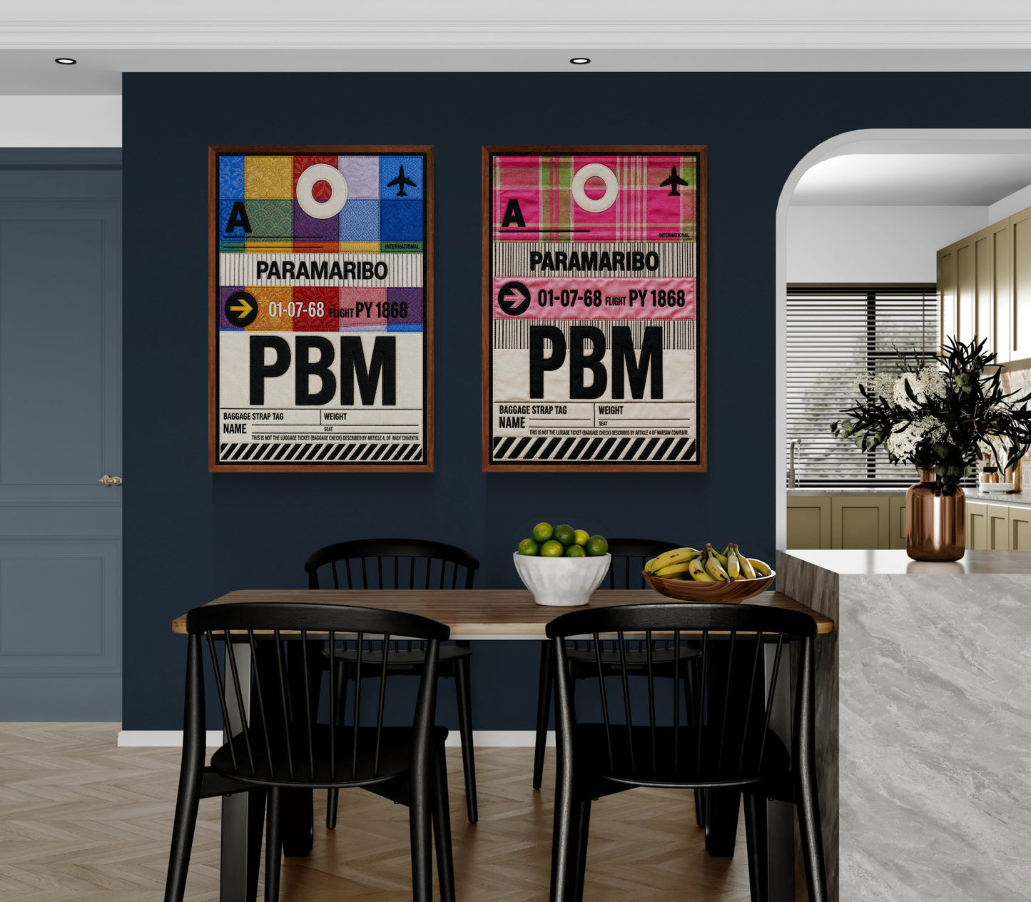 Paramaribo PBM ingelijste canvas quiltstijl vintage-reis