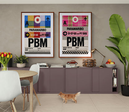 Paramaribo PBM Quilted-Style Luggage-Tag Matte Paper Poster