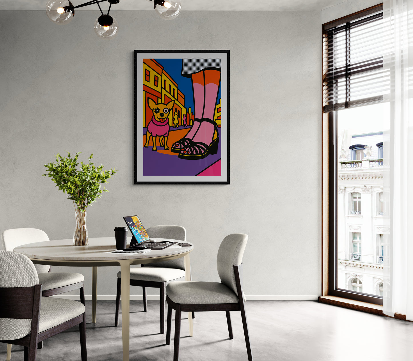 Chihuahua Pop-Art Poster on Matte Paper in Lichtenstein Style