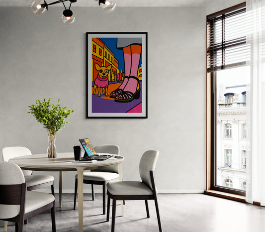 Chihuahua Pop-Art Poster on Matte Paper in Lichtenstein Style