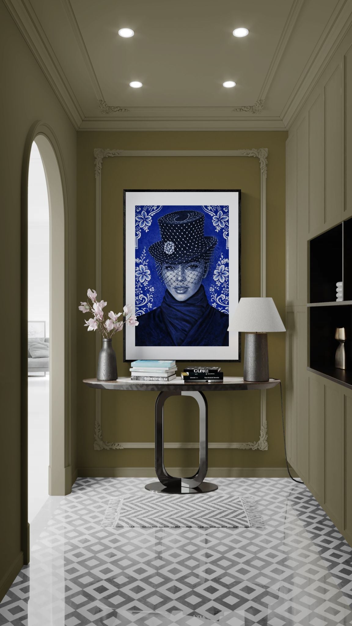 Midnight Elegance Matte Paper Poster - Delftware-Inspired
