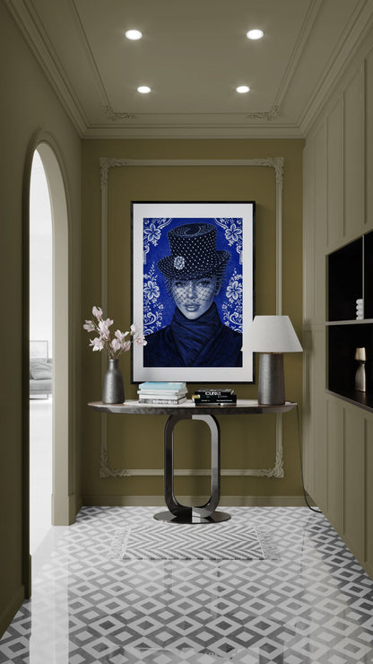 Midnight Elegance Matte Paper Poster - Delftware-Inspired