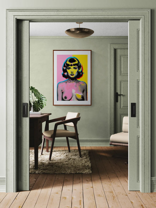 Portrait with Declaration Halftone Matte Paper Poster - Pop Art