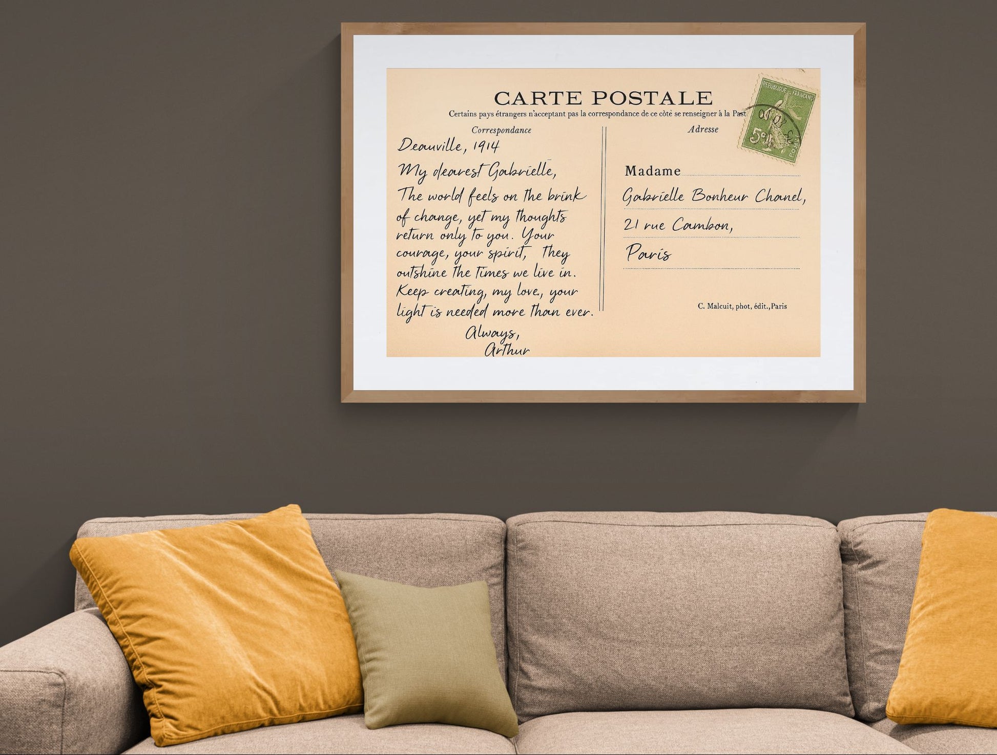 Postcard to Chanel Vintage-Style Matte Paper Poster