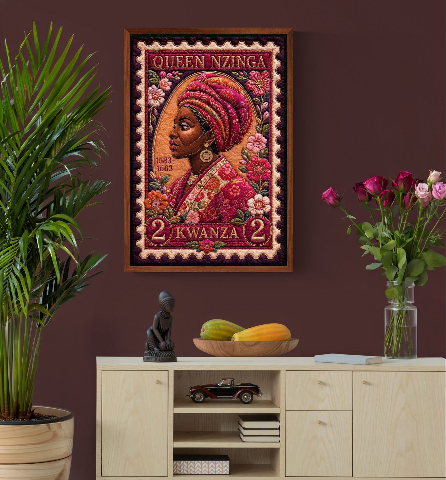 Queen Nzinga Quilt-Inspired Framed Canvas
