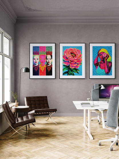 Queens in Colour Pop-Art Matte Poster in Warhol Style