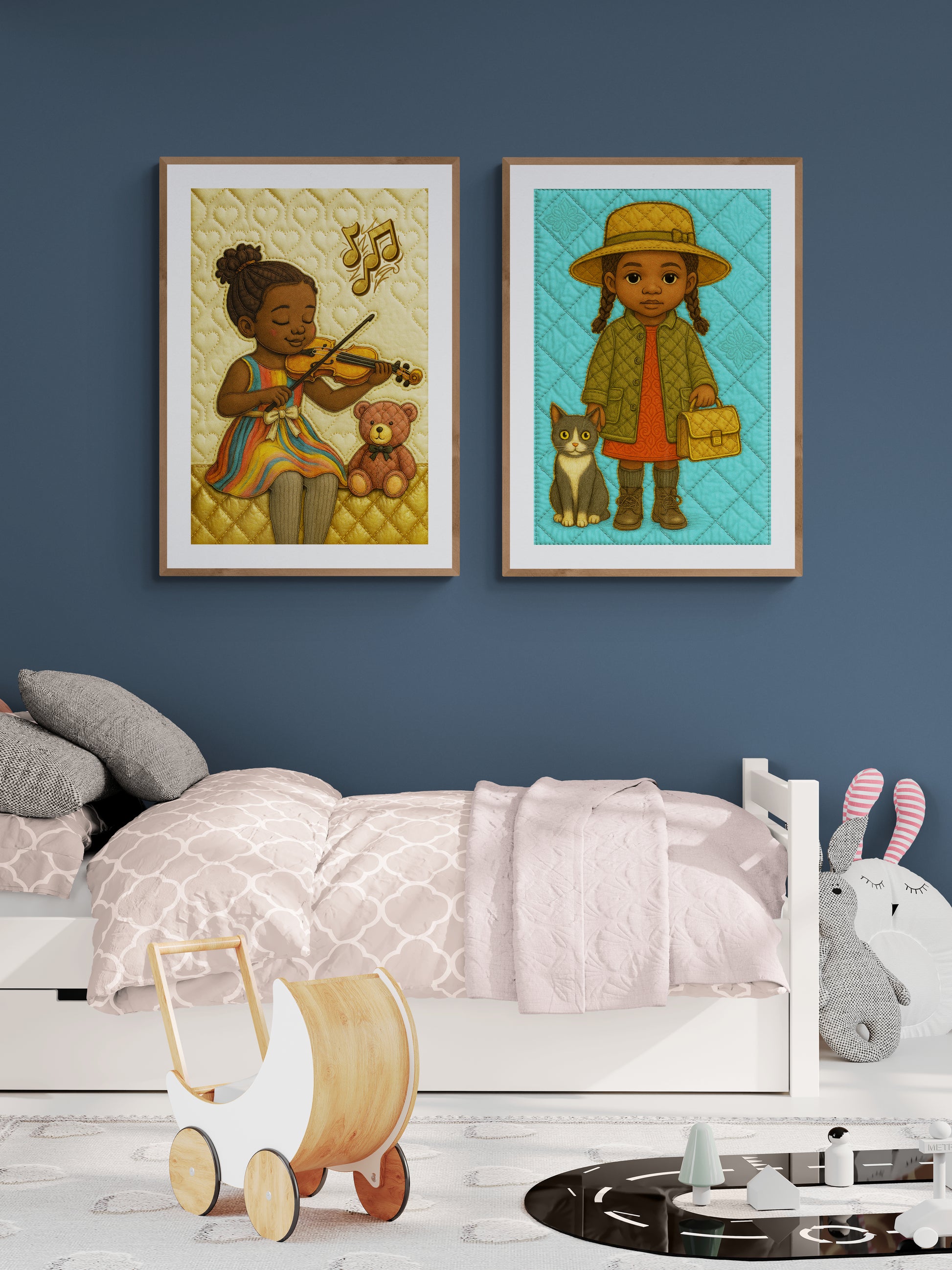 Quilt-Inspired Poster on Matte Stock, Folk Art Style