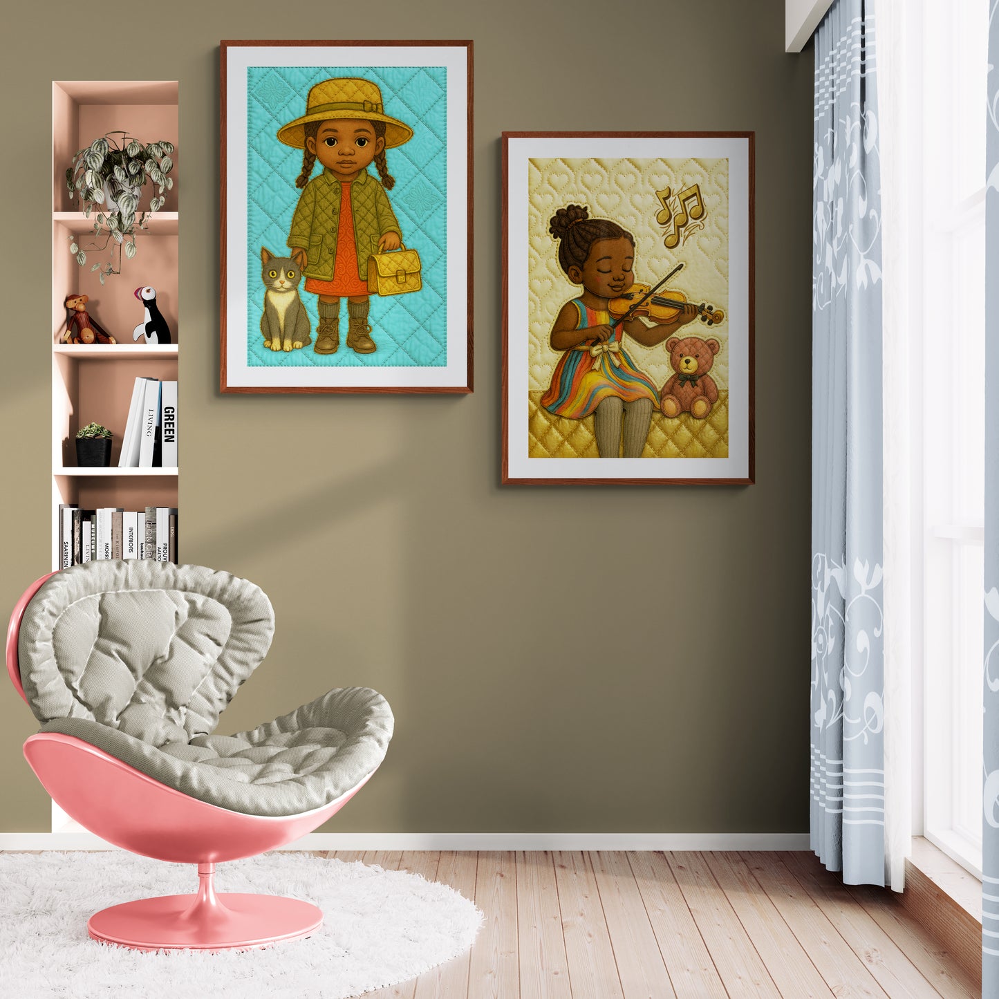 Quilt-Inspired Poster on Matte Stock, Folk Art Style