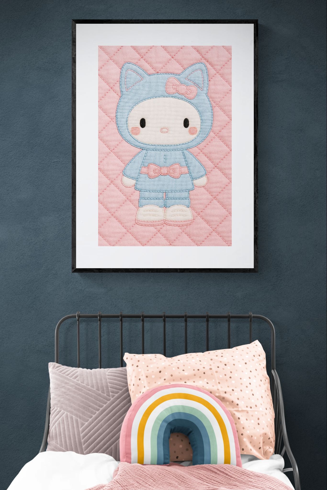 Quilted Kitty Stitched-Look Matte Paper Poster - Kawaii