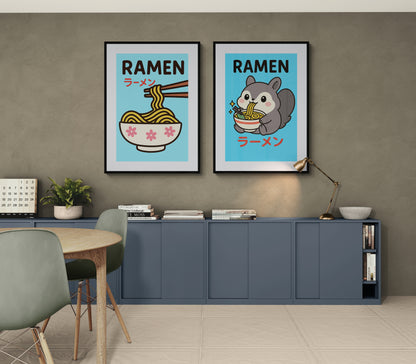 Ramen Joy: Kawaii Poster on Matte Paper in Pop Art