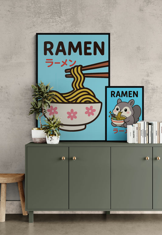 Ramen Joy: Kawaii Poster on Matte Paper in Pop Art