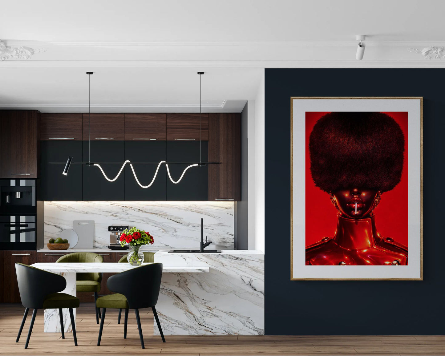 Red Eclipse Black Woman Matte Paper Poster Avant-Garde - Afrofuturism