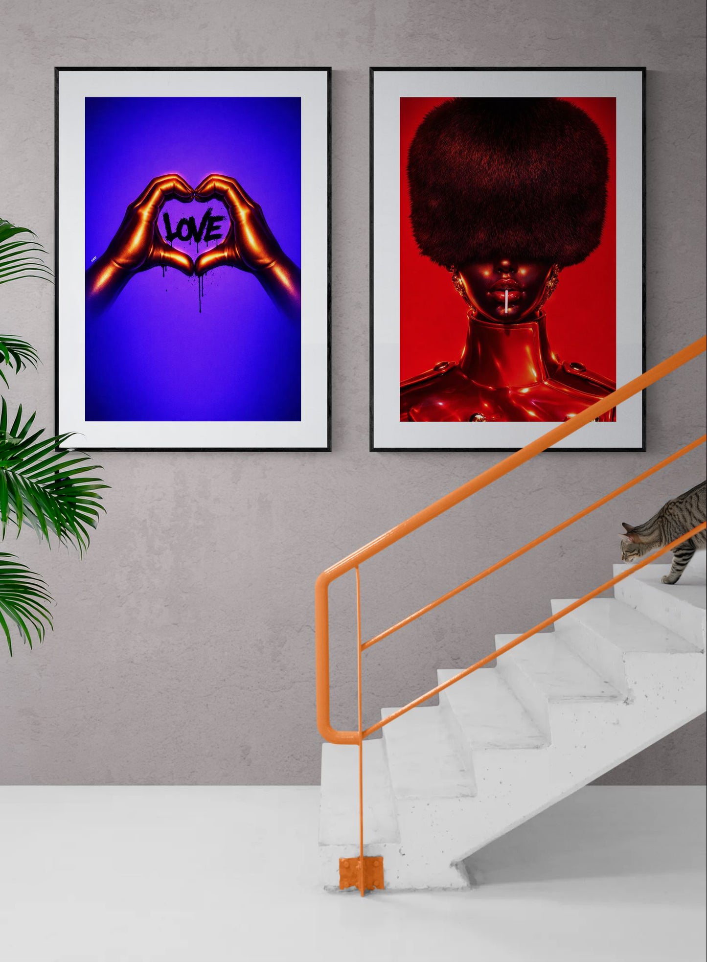 Black Love Hands Neon-Pop Museum-Quality Matte Paper Poster