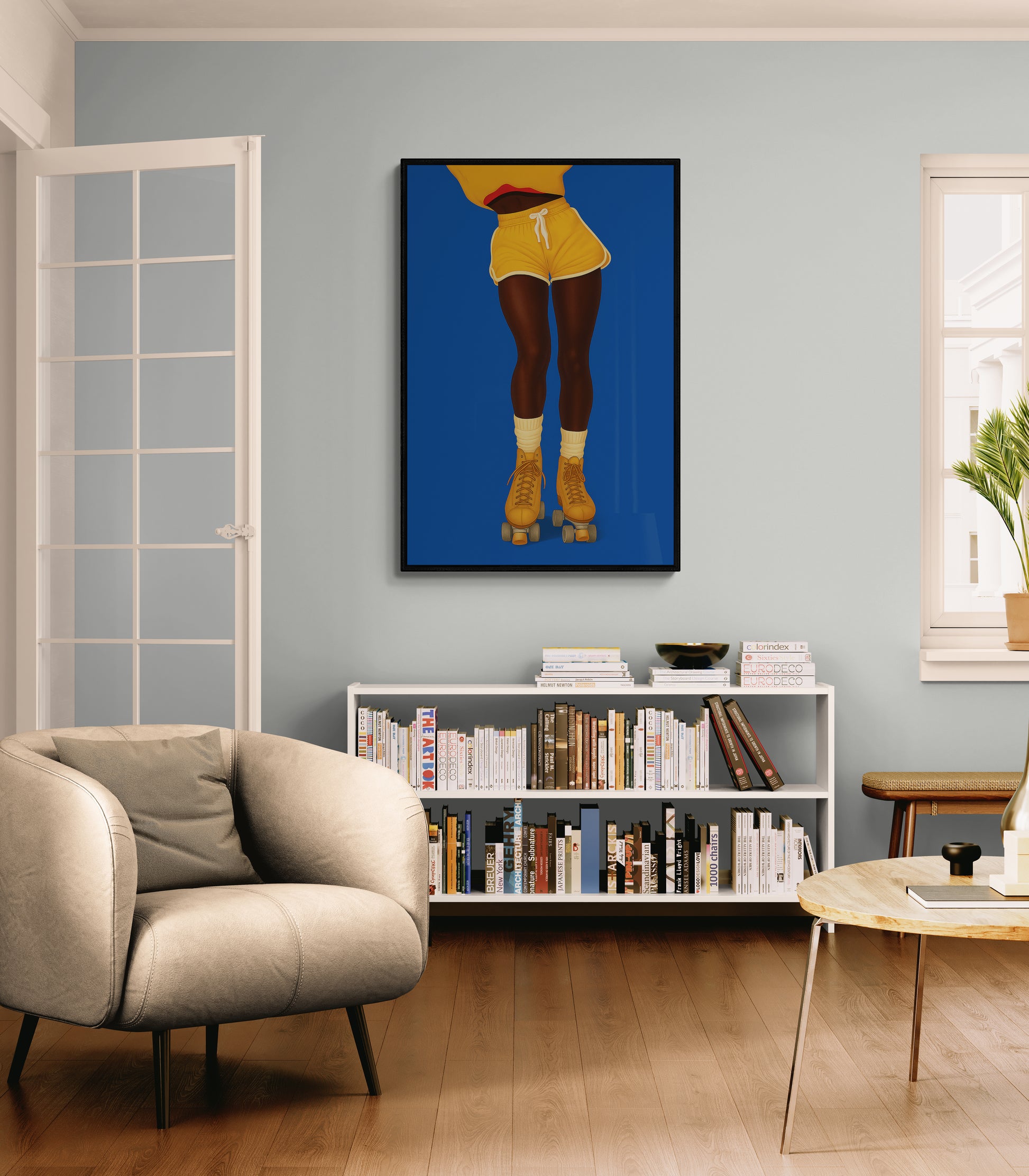 Retro Glide Yellow Skates & Sunshine Vibes Pop-Art Matte Paper Poster