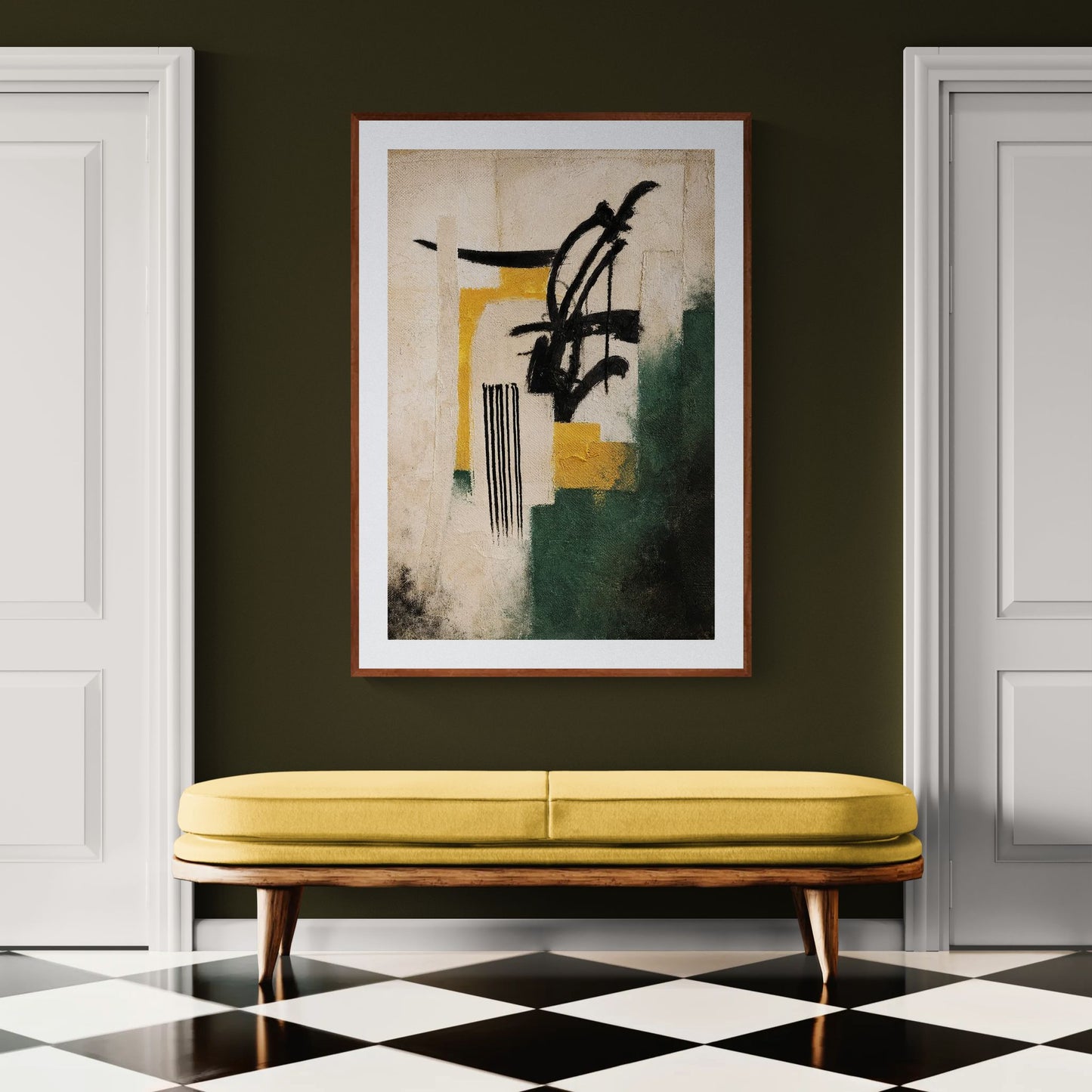 Ritual in Ochre Textured Matte Paper Poster - Abstract Expressionist