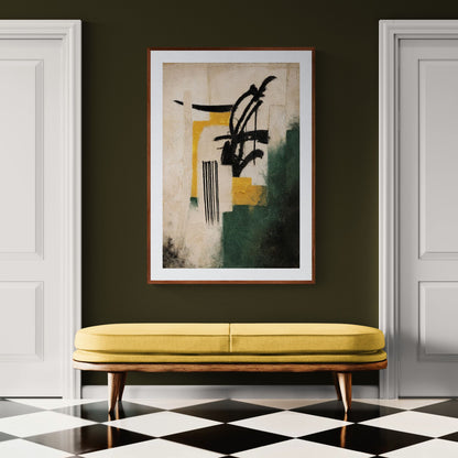 Ritual in Ochre Textured Matte Paper Poster - Abstract Expressionist