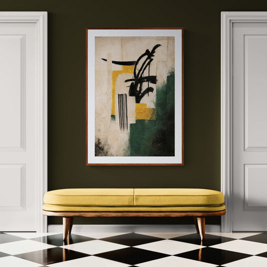 Ritual in Ochre Textured Matte Paper Poster - Abstract Expressionist