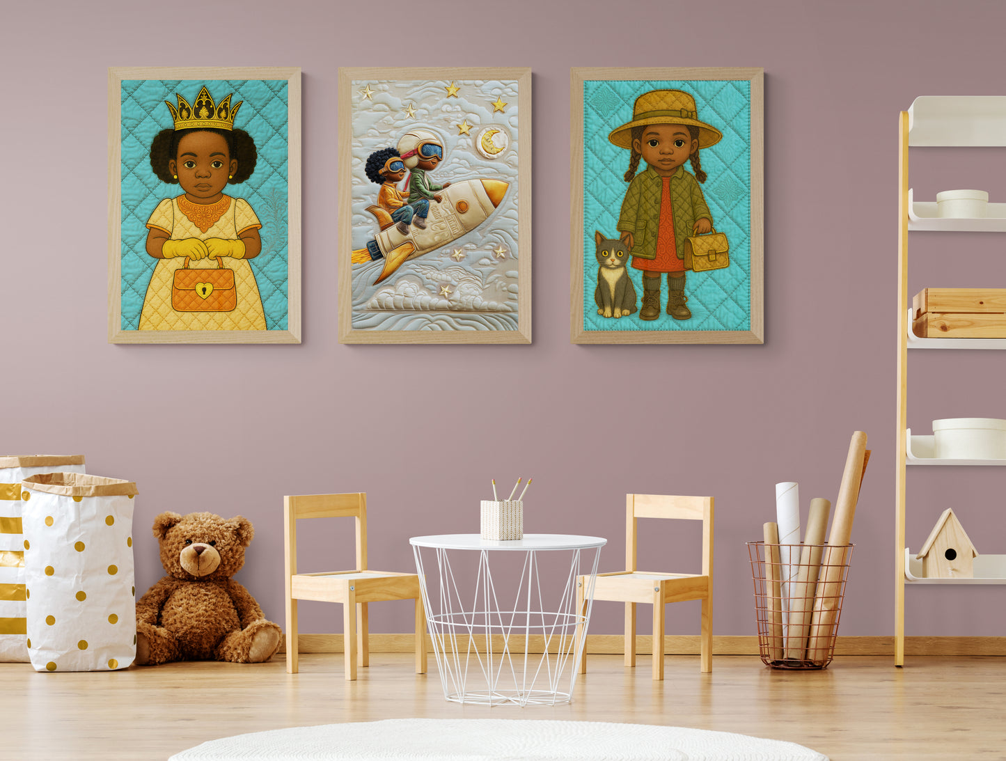 Royal Innocence: Afrocentric quilt-inspired matte paper poster