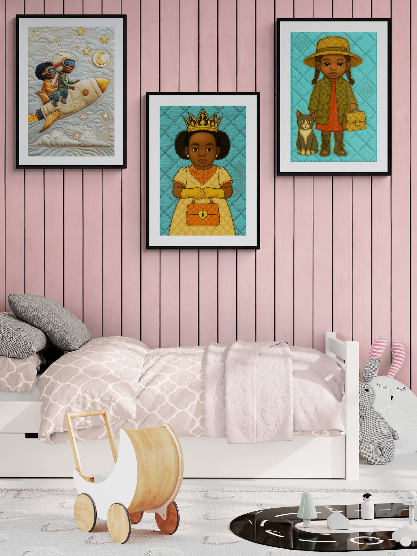 Royal Innocence: Afrocentric quilt-inspired matte paper poster