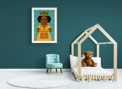 Royal Innocence: Afrocentric quilt-inspired matte paper poster