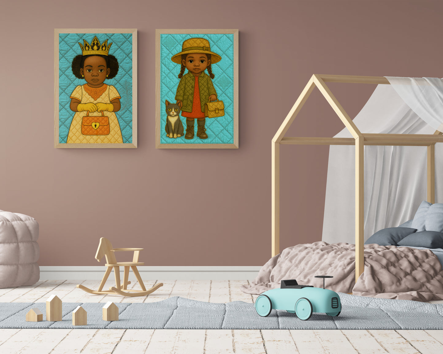 Royal Innocence: Afrocentric quilt-inspired matte paper poster