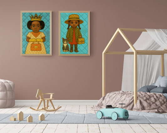 Royal Innocence: Afrocentric quilt-inspired matte paper poster