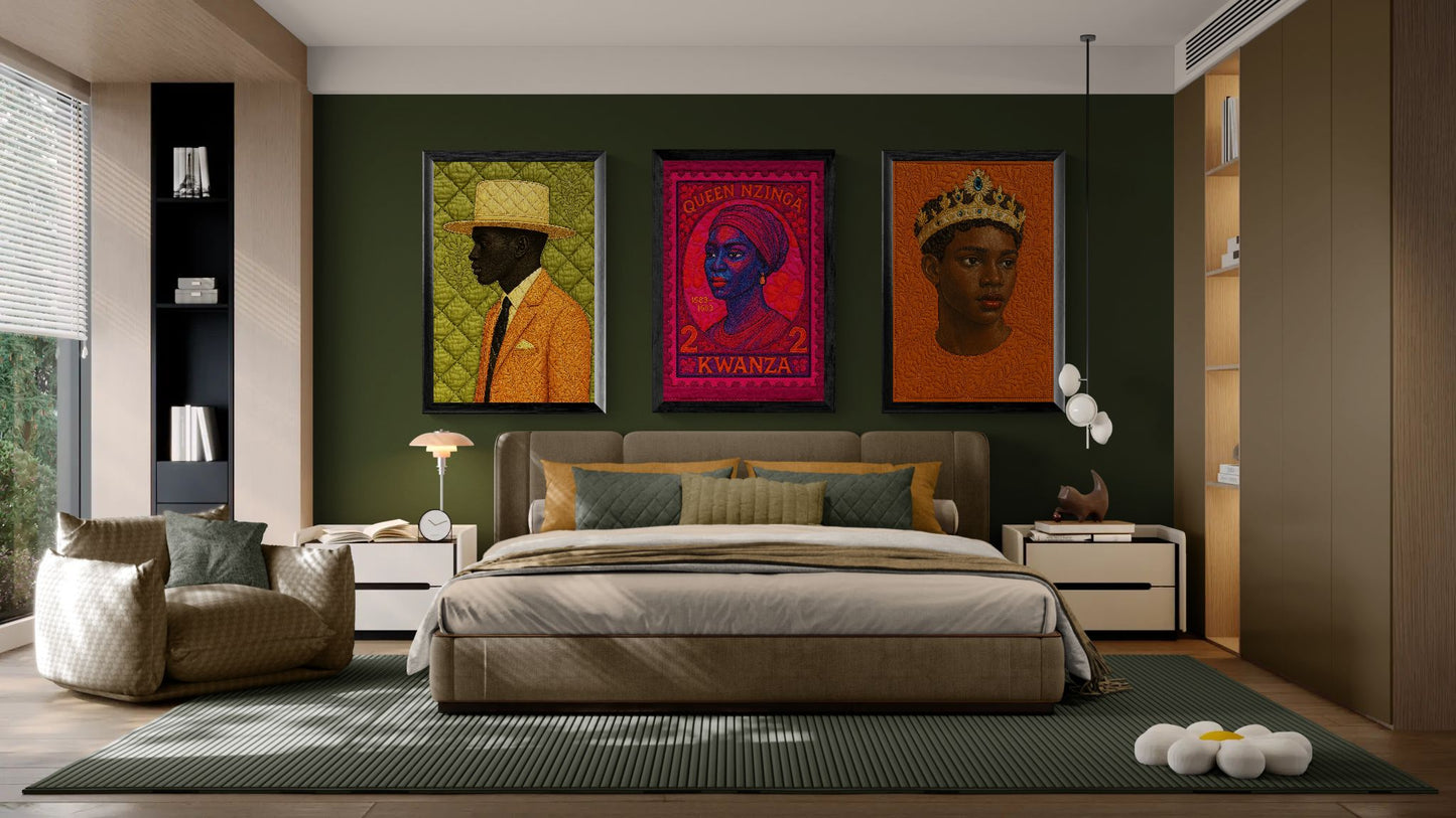 Royal Memory Quilt-Inspired Matte Paper Poster - Pan-African