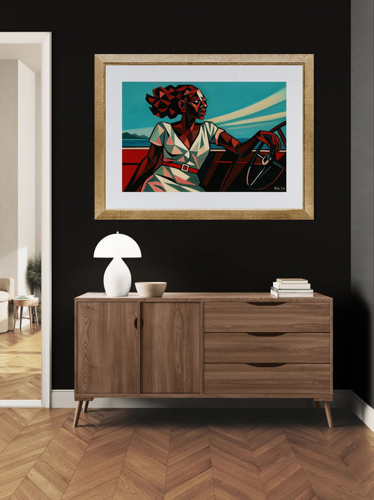 Sea Breeze Afro-Cubist Matte Paper Poster