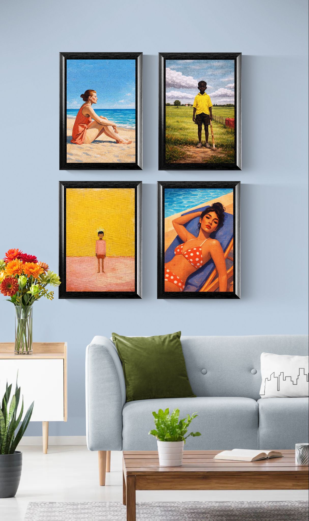 I Am Here Framed Canvas Afrocentric-Minimalist Figurative