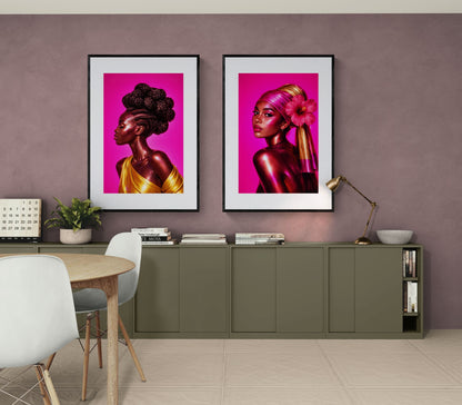 Magenta Silence Afro-Textural Matte Paper Poster - Chromatic Realism
