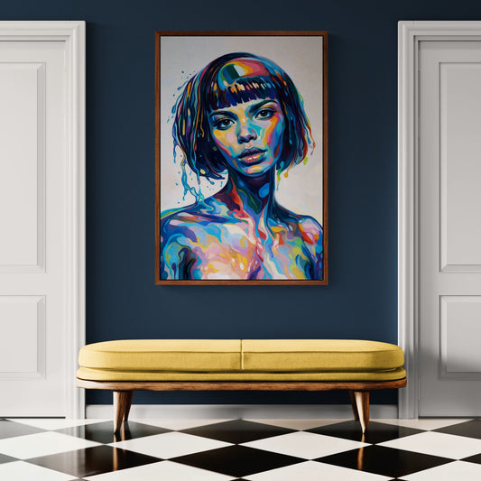 She Holds the Spectrum Color-Blocked Matte Paper Poster - Pop Art
