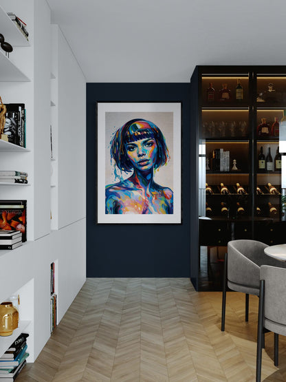 She Holds the Spectrum Color-Blocked Matte Paper Poster - Pop Art
