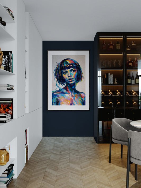 She Holds the Spectrum Color-Blocked Matte Paper Poster - Pop Art