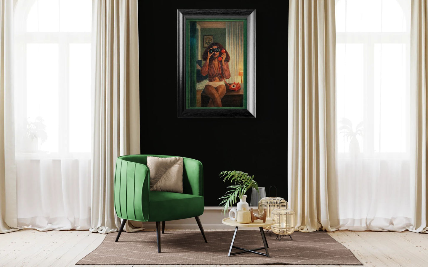 She Watches, She Waits Mid-Century Matte Paper Poster - Film Noir