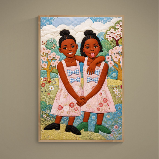 Bisa Butler-Style quilt-geïnspireerde tuinposter op mat papier